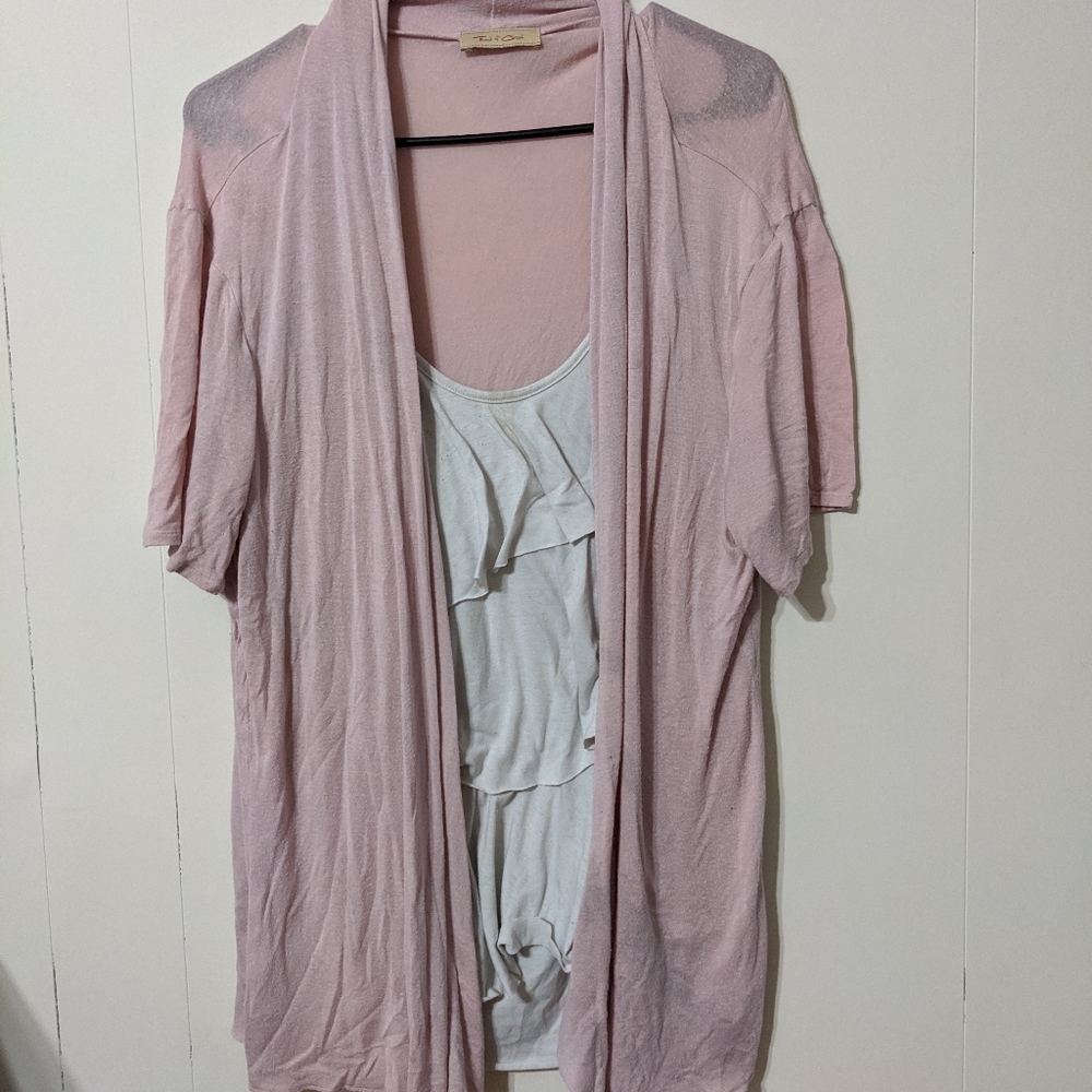 Pink and white women's blouse
